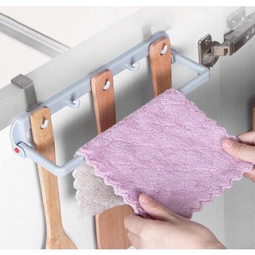Kitchen Towels Microfiber Home Rags Napkin Holder Organizer Shelf Cabinet Door Hanging Foldable 5 Even Hook Bathroom Rack Tool