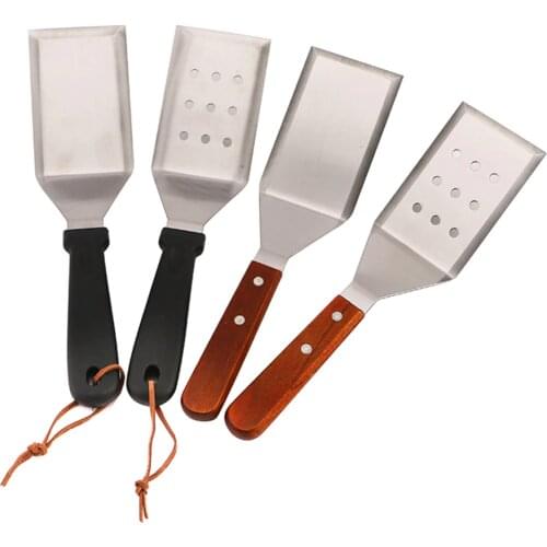 Stainless Steel Turner Cheese Shovel Wooden Handle Iron Turner Steak Pizza Leakage Shovel Pancake Shovel Kitchen Tools