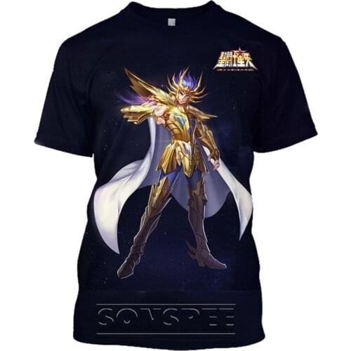 2021 Saint Seiya anime roupas sleeve T-shirt suitable for home clothing streetwear polka dot mens summer koszulki petticoat