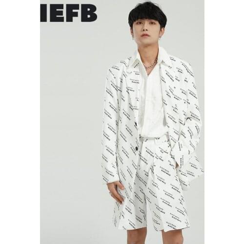 IEFB Mens Clothing Jackets And Shorts Are Sold Separately Two Pieces Set Korean Loose Letter Full Print Ins Trend Suit + Shorts
