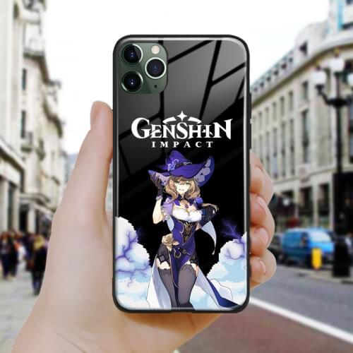 Genshin Impact Lisa fanart Soft Silicone Glass Phone Case Cover Shell For iPhone SE 6 6s 7 8 Plus X XR XS 11 12 Mini Pro Max