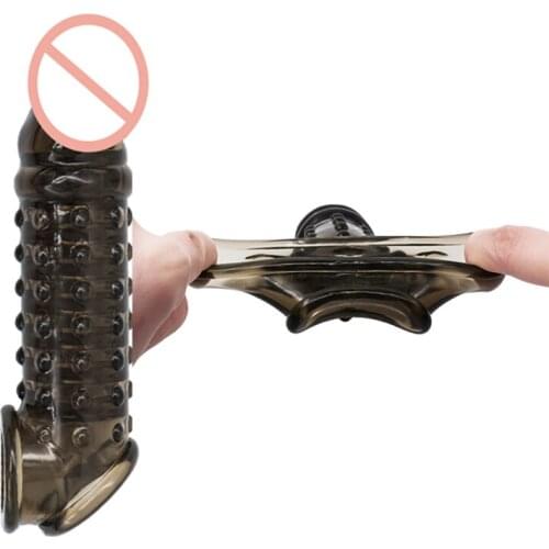 Soft Thicken Penis Sleeve Chastity Penis Extender Delayed Ejaculation Enlargement Erotic Cock Sleeve Adult Sex Toys For Men Gay