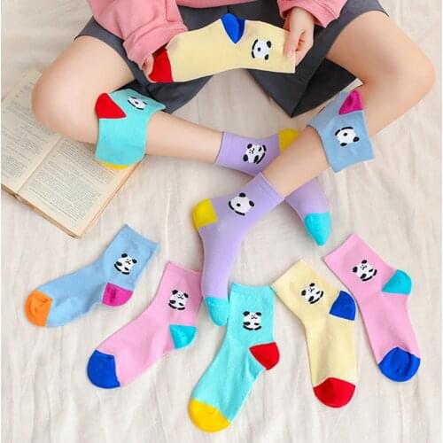 Cartoon Socks Women Panda Animal Print Kawaii Cute Korean Style Cat Cotton Woman Calcetines Meias Mulher Skarpetki Calcetas Sock