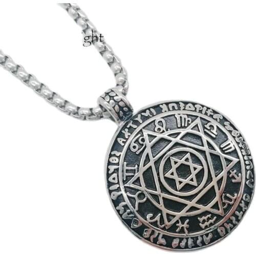 New Vintage Gold David star & 12 constellation round medal pendant & necklace stainless steel david star necklace CARA0469