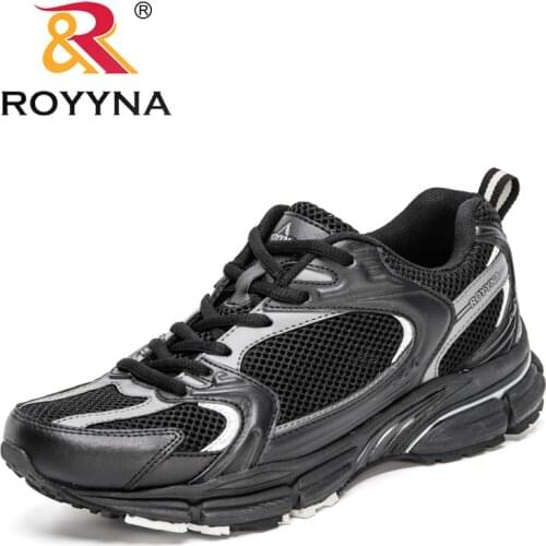 ROYYNA 2020 New Style Action Leather Mesh Running Shoes Men Breathable Luminous Sneakers Man Antiskid Athletic Sports Shoes Male