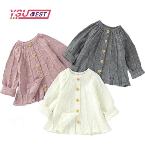 New Baby Sweaters Cardigans Autumn Winter Newborn Girls Knitwear Tops Button-up Toddler Infant Knitted Jackets Long Sleeve Coat
