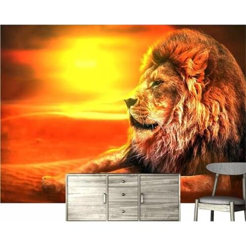 Beibehang wallpaper roll Wallpaper home decoration dusk HD hand-painted lion background decorative mural wallpaper for walls 3 d