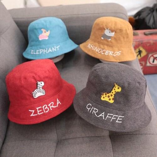 Cartoon Childrens Summer Hat Bucket Hat Cotton Letter Baby Girl Boy Bucket Cap Summer Soft Toddler Sun Hat Bonnet Enfant