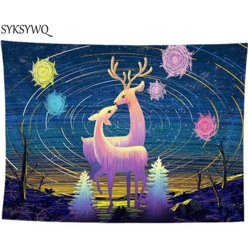 Psychedelic sky tapestry wall hanging deer gobelin gothic decor hippy trippy tapestry drop shipping