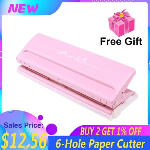 6-Hole Paper Cutter Adjustable Desktop Punch Puncher дырокол with 6 Sheet Capacity Organizer Six Ring Binder for A4 A5 A6 B7