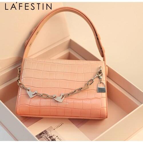 LA FESTIN Luxury Designer Bags 2021 New Shoulder Crossbody Bag Fashion Tassel Top Handle Handbags Crocodile Pattern Leather Bags