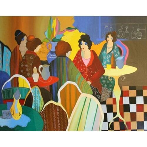 Handmade Wall Art Oil Painting on Canvas Modern Painting Abstract Woman Encounter for Home Decor Unframed