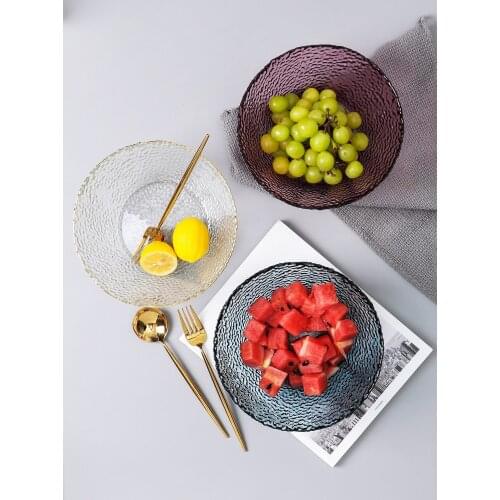 Glass Fruit Plate Creative Crystal Salad Fruit Basin Living Room Coffee Table Household Creative Fruit Basket