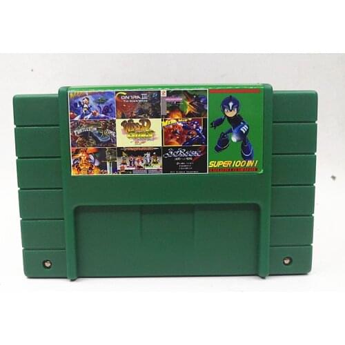 Super 100 in 1 Video Game Cartridge With Games Castlevania Dracula X IV Contra III Final Fight 3 Hagane Mega Man 7 Tetris