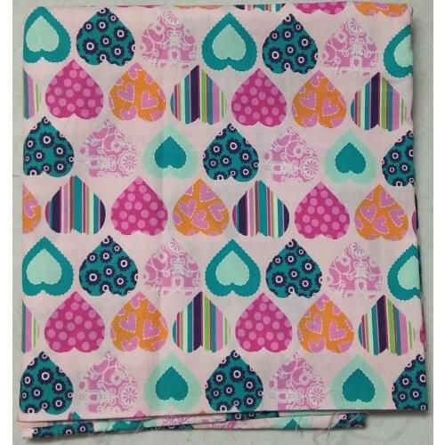 50x105cm Colorful Love Heart Printed Cotton Fabric heart Fabric Patchwork Cloth Bag Party Home Decor