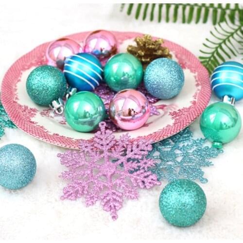 Christmas Party Decorations 24Pcs Christmas Ball Snowflake Pendants Kit Shatterproof Christmas Tree Baubles Holiday Ornament