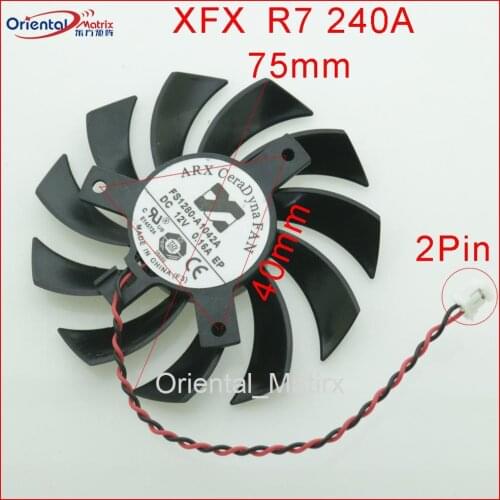 DC BRUSHLESS FAN FS1280-A1042A 12V 0.16A 75mm 40x40x40mm XFX R7 240A Graphics Card Cooling Fan 2Wire