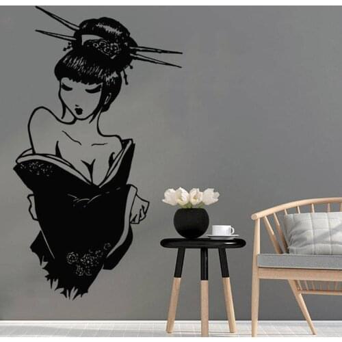 Geisha Vinyl Sticker Manga Oriental Girl Japan Japanese Home Decor Art Bedroom Design Interior Murals Room Decoration Z402