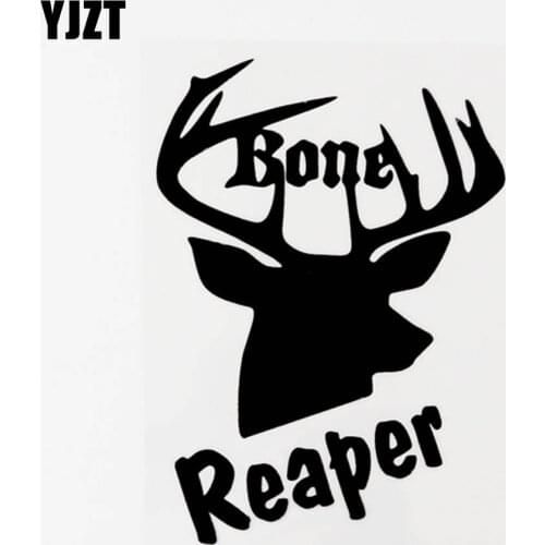 YJZT 10CM×13.9CM Fashion Bone Reaper Animal Deer Vinyl Decal Car Sticker Black/Silver 8C-0546