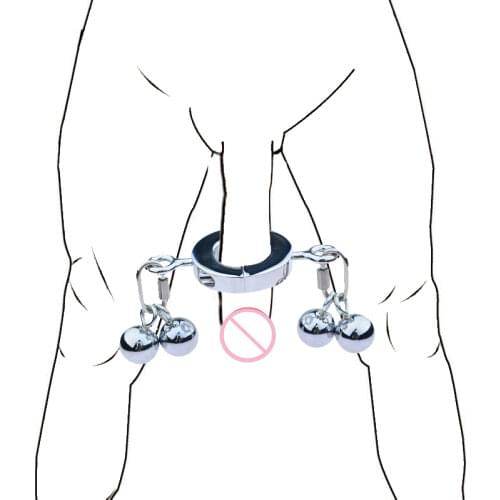 Testicle Clamp Heavy Duty Chastity Cock Ring Sex Toys Male Penis Ring Stretcher Scrotum Stimulation Lock Training Device Metal