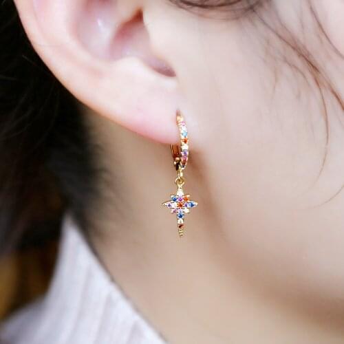 High quality north star dangle earring gold color stunning women jewelry cute star charm charming female Valentine gift jewelry