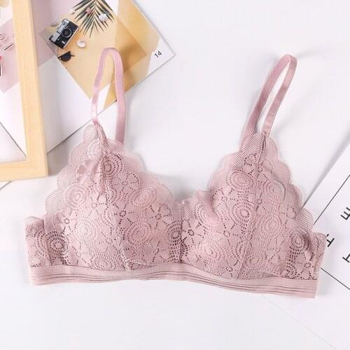 French Style Bras For Women Seamless Deep V Lace Bralette Wireless Female Sexy Lingerie Push Up Bra