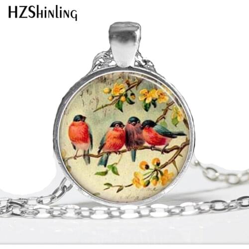 Womens Necklace Fashion 2014 Bird Glass Necklace Red Robin Bird Glass Tile Necklace Pendant HZ1