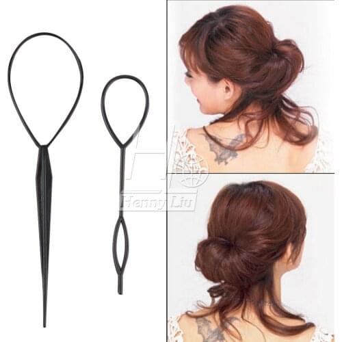 Hot Sale Chic Tail Hair Braid Ponytail Styling Maker Clip Tool Black 2pcs