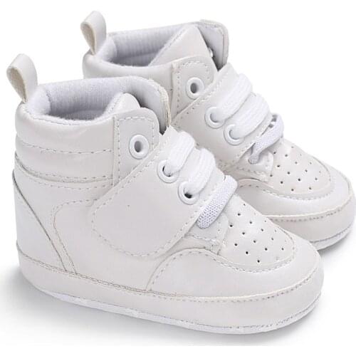2021 Fashion Baby Boys PU Shoes Footwear High Top Soft Sole First Walkers Antislip