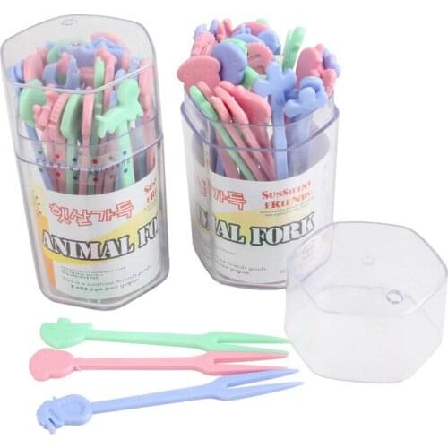 27 Pcs/Lot Hot Mini Cartoon Animal Fruit Fork Pick Salad Cake Dessert Gadget Food Fork