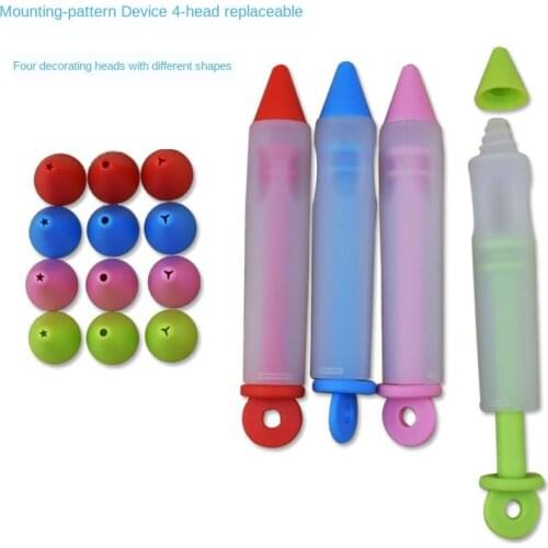 4Nozzle Cake Decorating Flower Pen Chocolate Cream Jam Squeezed Gun Syringe Pastry Cookie Painting Writing Baking Tool Silicone