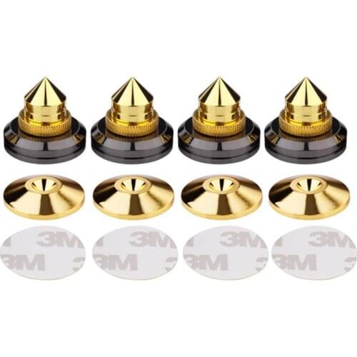 4pcs/set Speaker Spike Stand Feet Cone Base Pads Stick-on Turntable Subwoofer CD Audio Amplifier with Double-sided Adhesive
