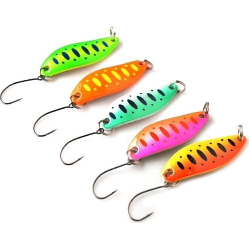5pcs/lot Fishing Metal Lure Spoon Bait For Trout Bass Spoons Sequins Baits Single Hook Isca Artificial Fishing Tackle