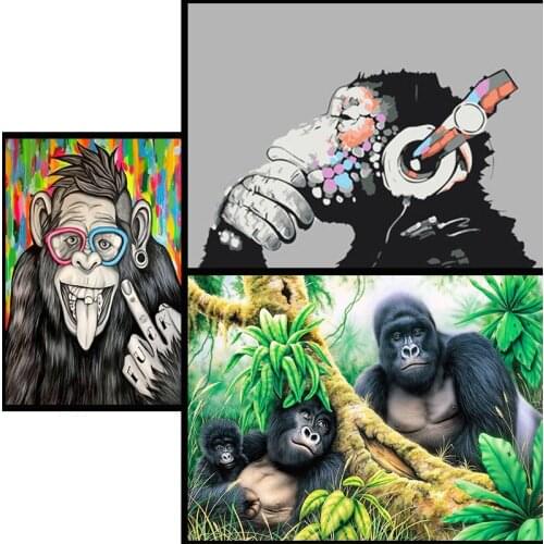 Full Diamond 5D DIY Diamond Painting "Lovely gorilla " Embroidery Cross Stitch Rhinestone Mosaic Painting Home Decor