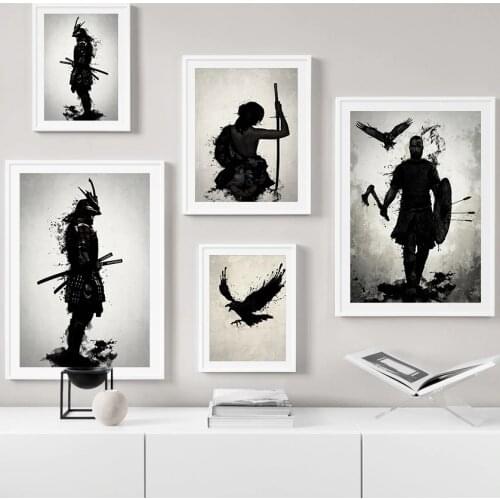 Armored Japanese Samurai Warrior Vintage Wall Art Canvas Painting Nordic Posters And Prints Wall Pictures For Living Room Decor