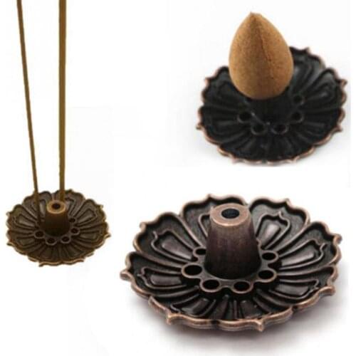 Lotus Bronze 9 Holes Censer Plate For Cone Burners Holder Incense Holder Copper Nine-hole incense holder Seat Copper Cone Statue