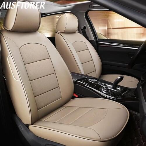 AUSFTORER Cowhide Cover Seats Car for Toyota Venza 2013 Automobiles Seat Covers Leather Seats Cushion Supports Accessories 15PCS
