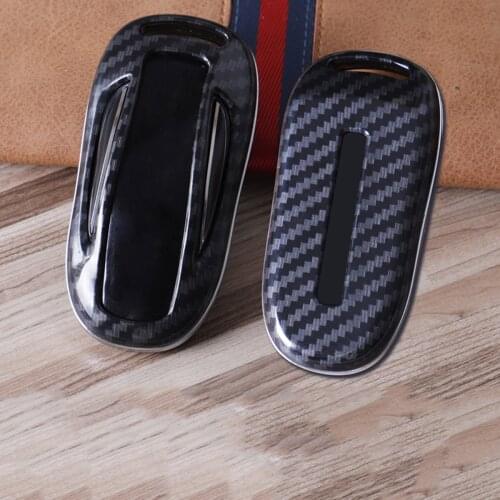 Fit For Tesla Model X 2016 2017 2018 2019 Carbon Fiber Fob Cover Key Case Shell Bag Box Holder