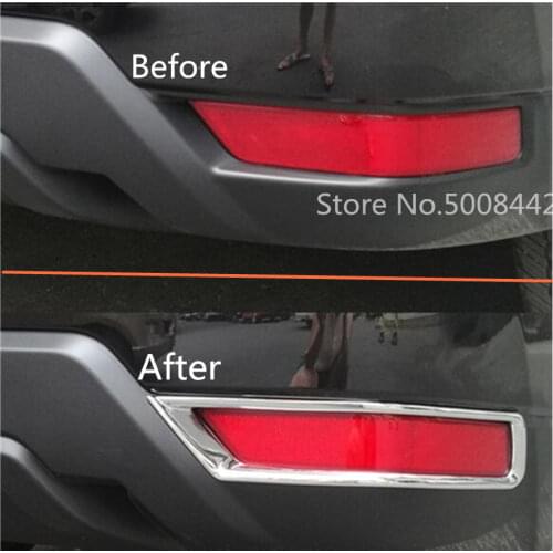 For Nissan X-Trail Xtrail T32/Rogue 2017 2018 2019 2020 Car ABS Chrome Cover Trim Back Tail Rear Fog Light Hoods Lamp Frame 2pcs