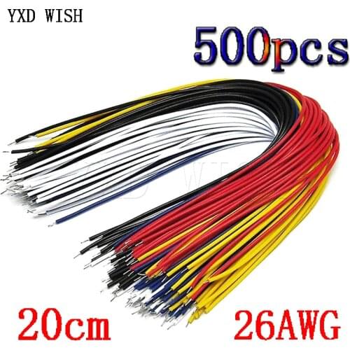 500pcs 20CM 26AWG Electrical Wire Tin-Plated Copper Jumper Wire Cable Red Black White Yellow Blue 1007-26AWG Connector Wire Diy