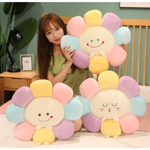 Kawaii colorful flower cushion pillow plush stuffed toy home life decoration ornaments gift fabric comfortable and full filling
