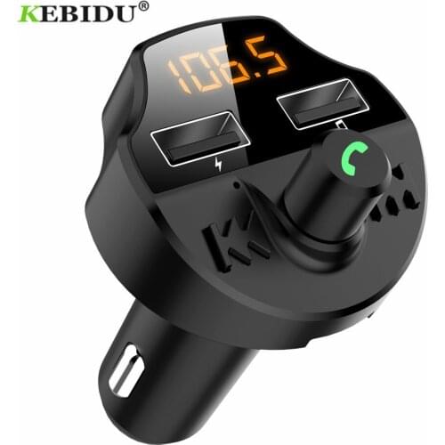 KEBIDU FM Transmitter Bluetooth 5.0 Car Mp3 Player Adapter Battery Voltage Detect USB TF Card Support Handsfree Dual USB Charger