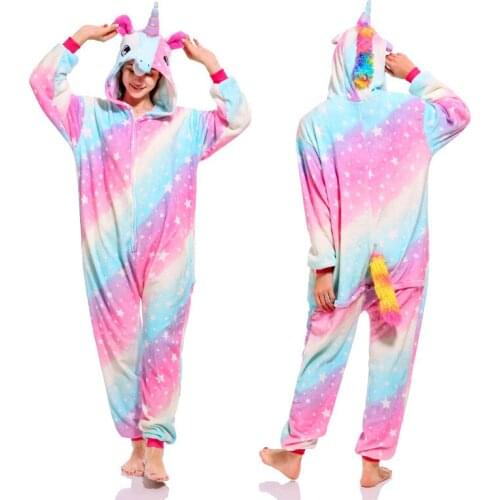 Unicorn Onesies Winter Kids Totoro Panda Onesie Children Nightwear Anime Costumes Adults Girls Boys Flannel Sleepwear Pajamas