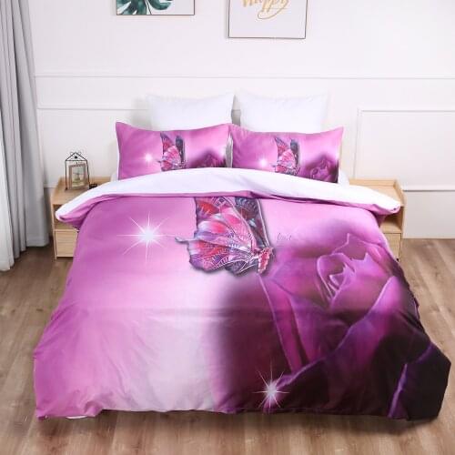 3D Butterfly Flower Bedding Set Double Queen King Duvet Quilt Cover Set Single Twin Full Bedclothes For Child Girl Women