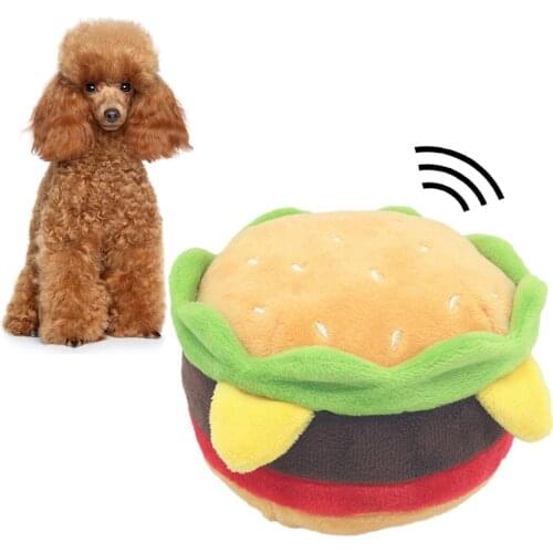 Creative Pet Plush Toy Cute Hamburger French Fries Dog Teething Toy Pet Squeaky Toy For Cats Dogs Pet Supplies 2020 New