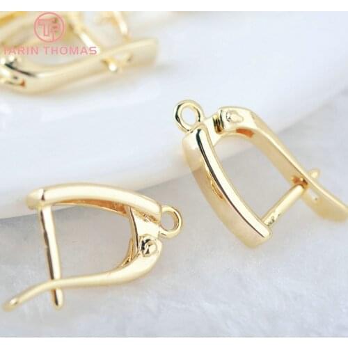 6PCS 20x11MM Hole 1.5MM 24K Gold Color Brass with Pins Earring Clasp High Quality DIY Jewelry Making Findings Accessories