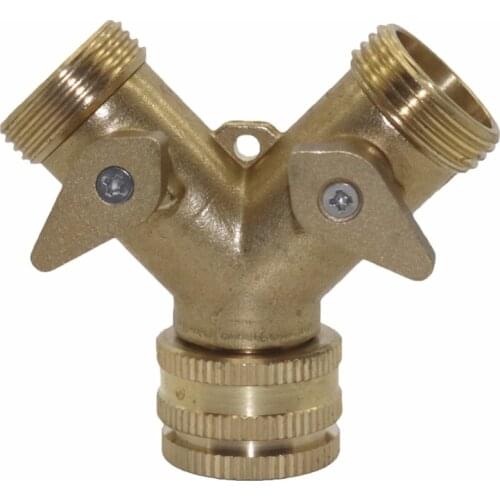 Brass Hose Pipe Splitter 2 Way Quick Connectors Y Shape Garden Tap garden Water Connectors garden water tap splitter