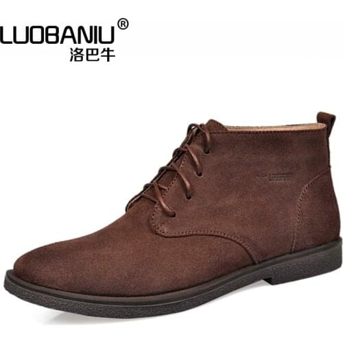 US SIZE 12 13 Nubuck Leather Casual Lace Up Desert Chukka Ankle Boots Mens Formal Dress Oxford Winter Cotton Shoes