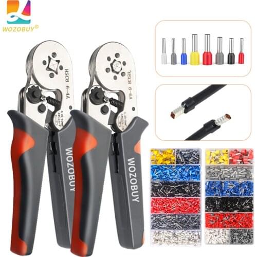 WOZOBUY Wire Crimping Tool Kit 400~1900 Brass Wire Connectors Adjustable Ratchet Wheel 0.25-10 mm²Ferrule Crimping Tool AWG 23-7