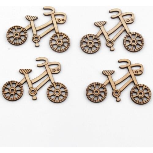 10pcs Natural Wooden Scrapbook Wooden Bicycle Childrens Handmade Creative Painted Stickers Diy Home Decoration Crafts
